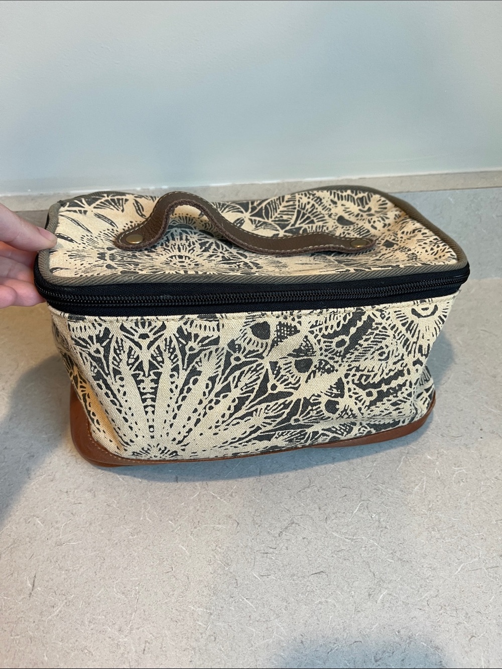 Myra Bag Cream Canvas Case with Black Script